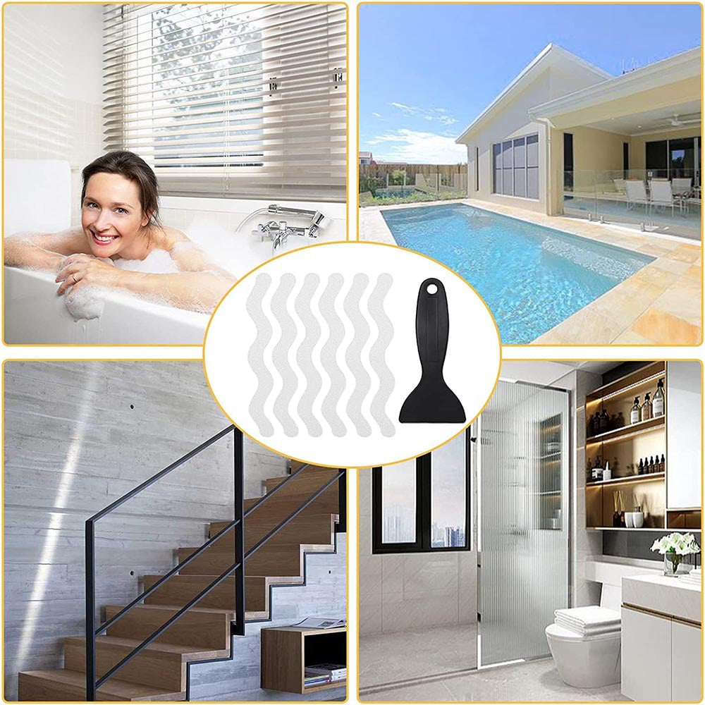 S-type Bathroom Anti-slip Sticker Transparent PEVA Bathtub Stair Antislip Strip