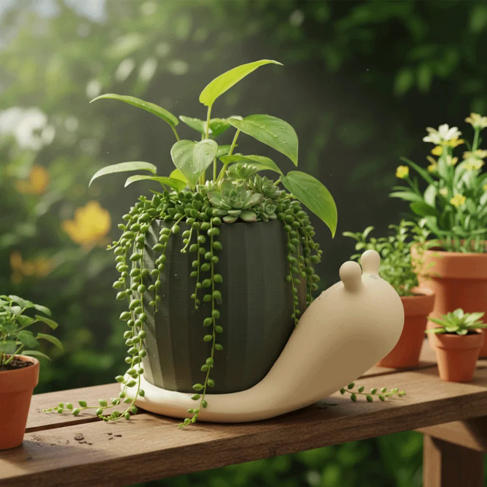 Creative Unique Snail-shaped Flower Pot Cute Corrosion Resistant Eco-Friendly Planter Plastic Green Onion Pots Balcony