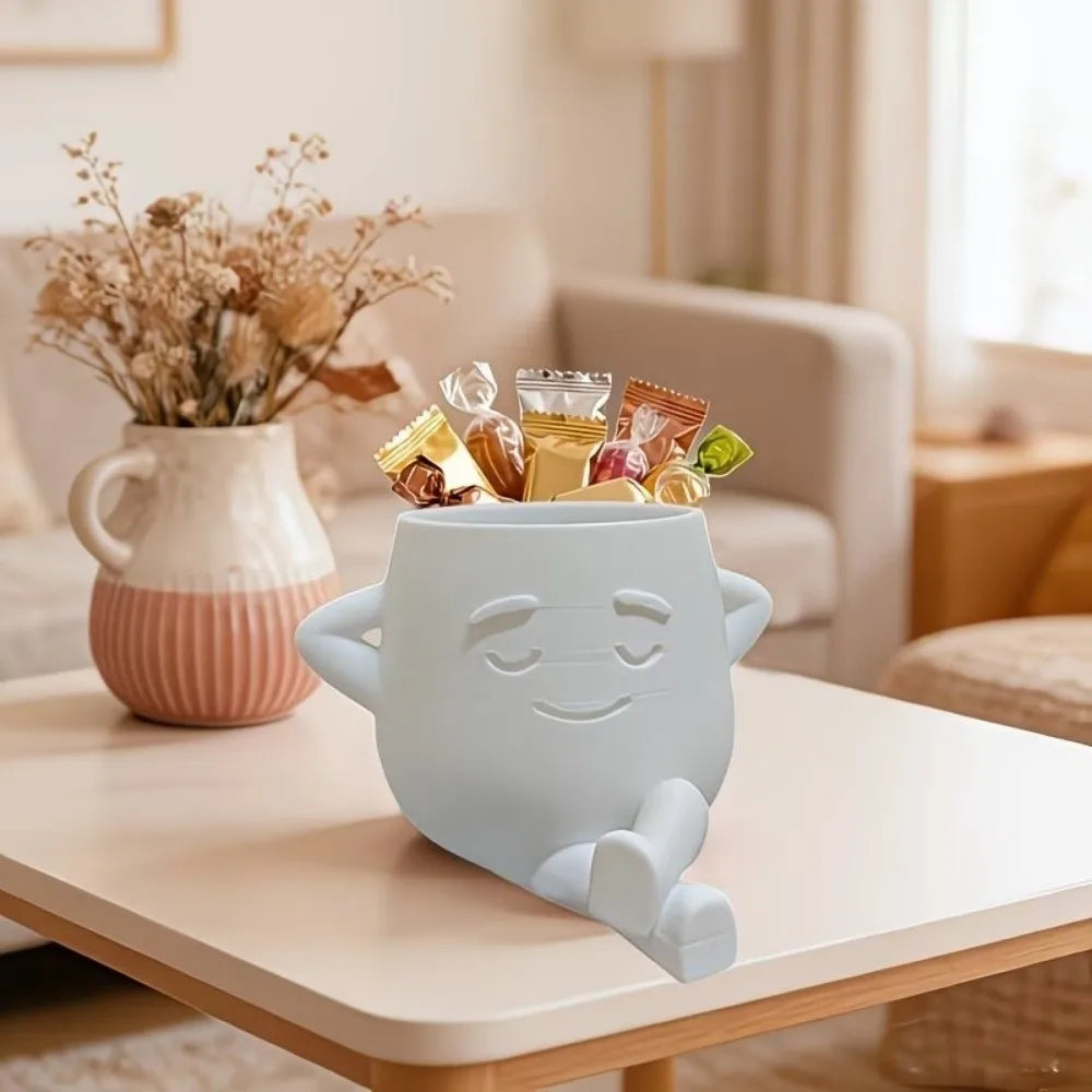 Novelty Mini Size Plant Pot 3D Printed Stylish Design Flowerpot Ornaments Holder Head Planter Garden Display