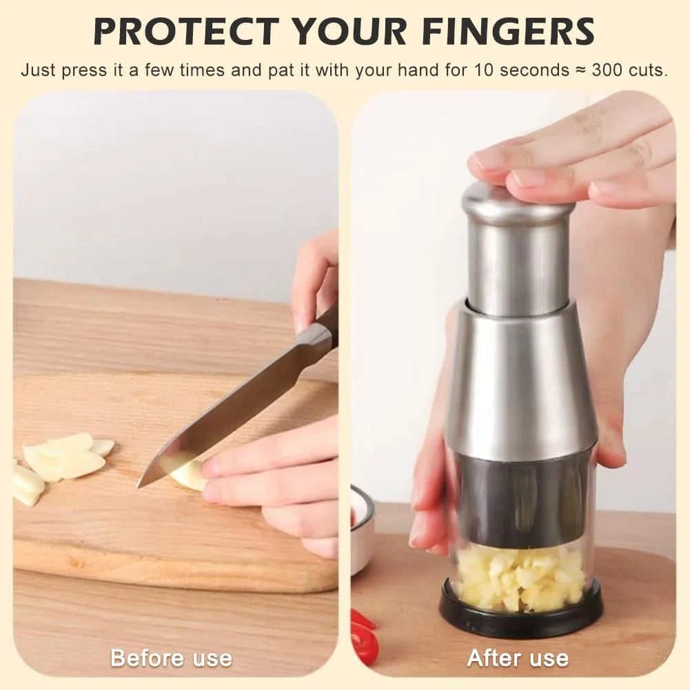 Manual Pressed Chopper Hand Food Chopper Mini Dicer Multi-Functional Garlic Press for Mincing Garlic Onion