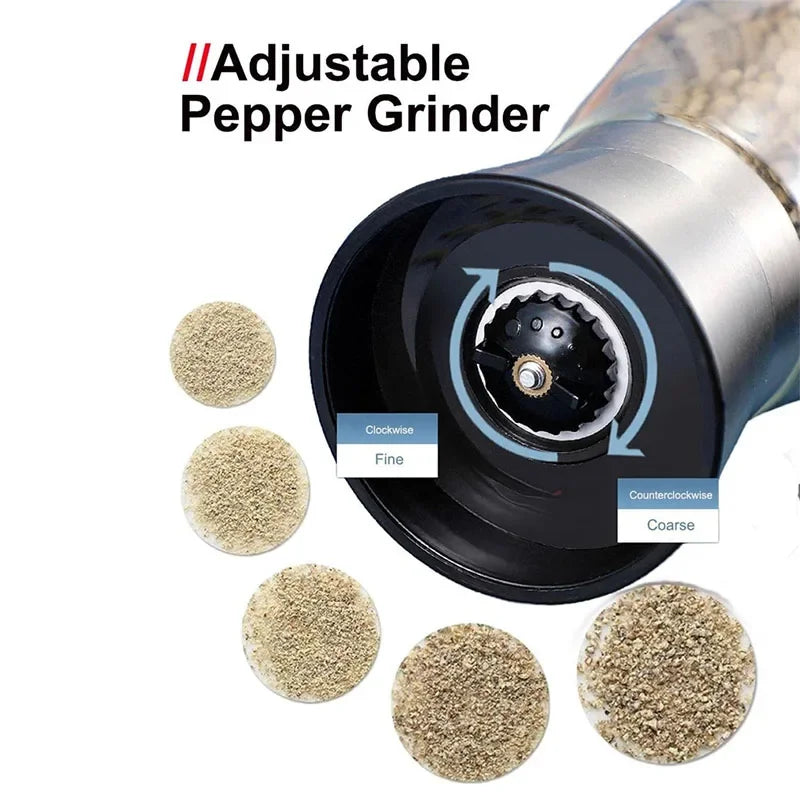 1/2pcs Manual Salt Pepper Grinder Pepper Grinder Salt Grinder Stainless Steel Salt and Pepper Shakers Kitchen Mills Accessories