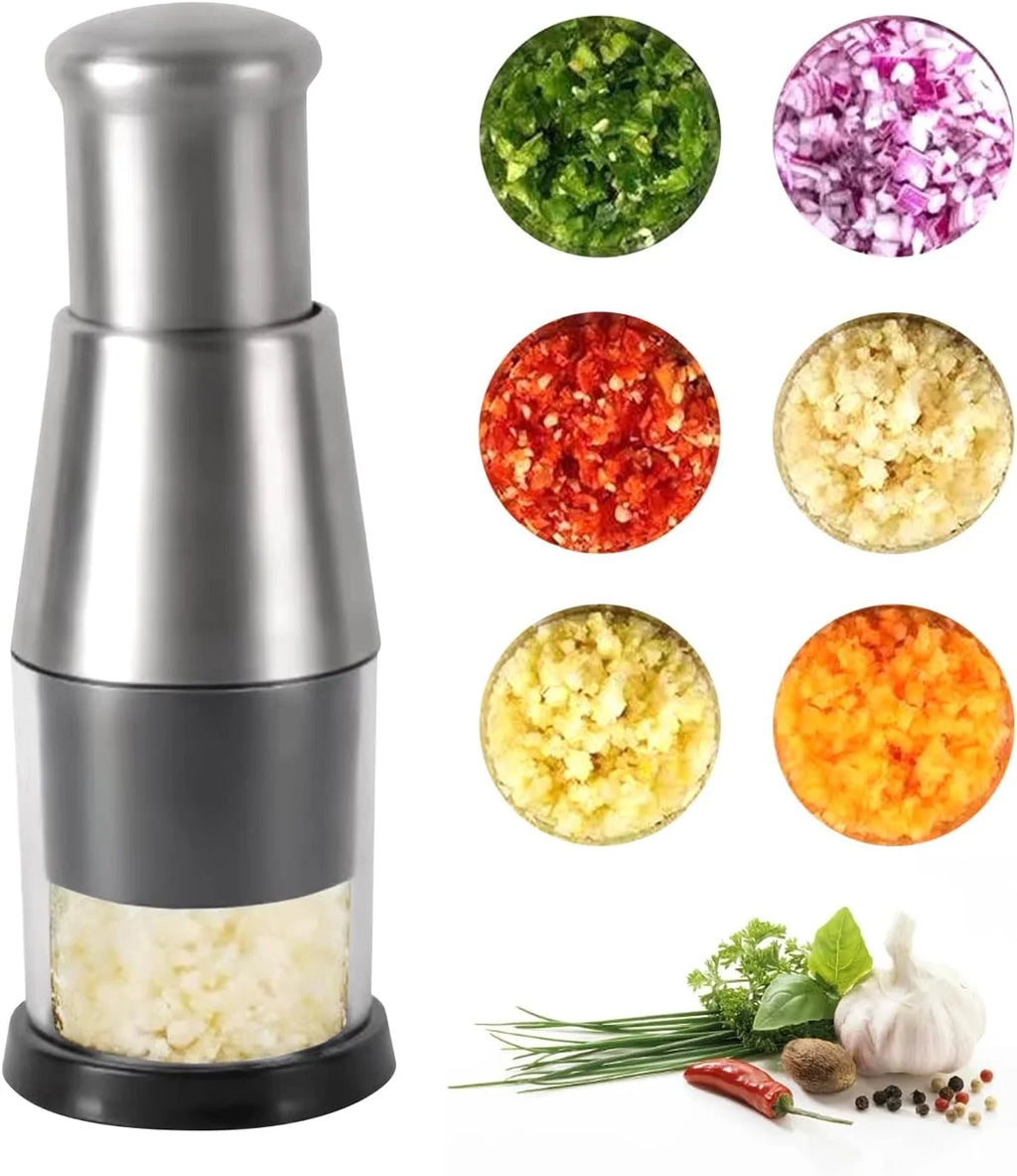 Manual Pressed Chopper Hand Food Chopper Mini Dicer Multi-Functional Garlic Press for Mincing Garlic Onion
