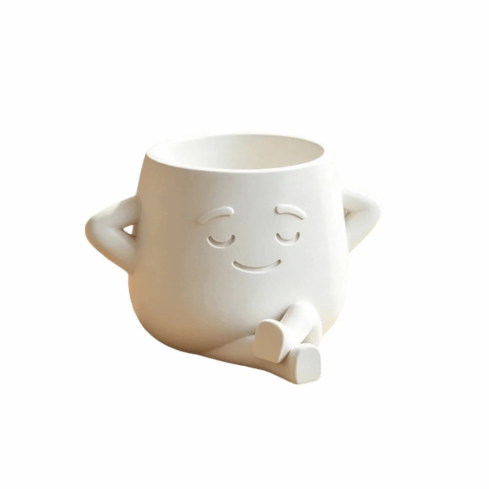 Novelty Mini Size Plant Pot 3D Printed Stylish Design Flowerpot Ornaments Holder Head Planter Garden Display