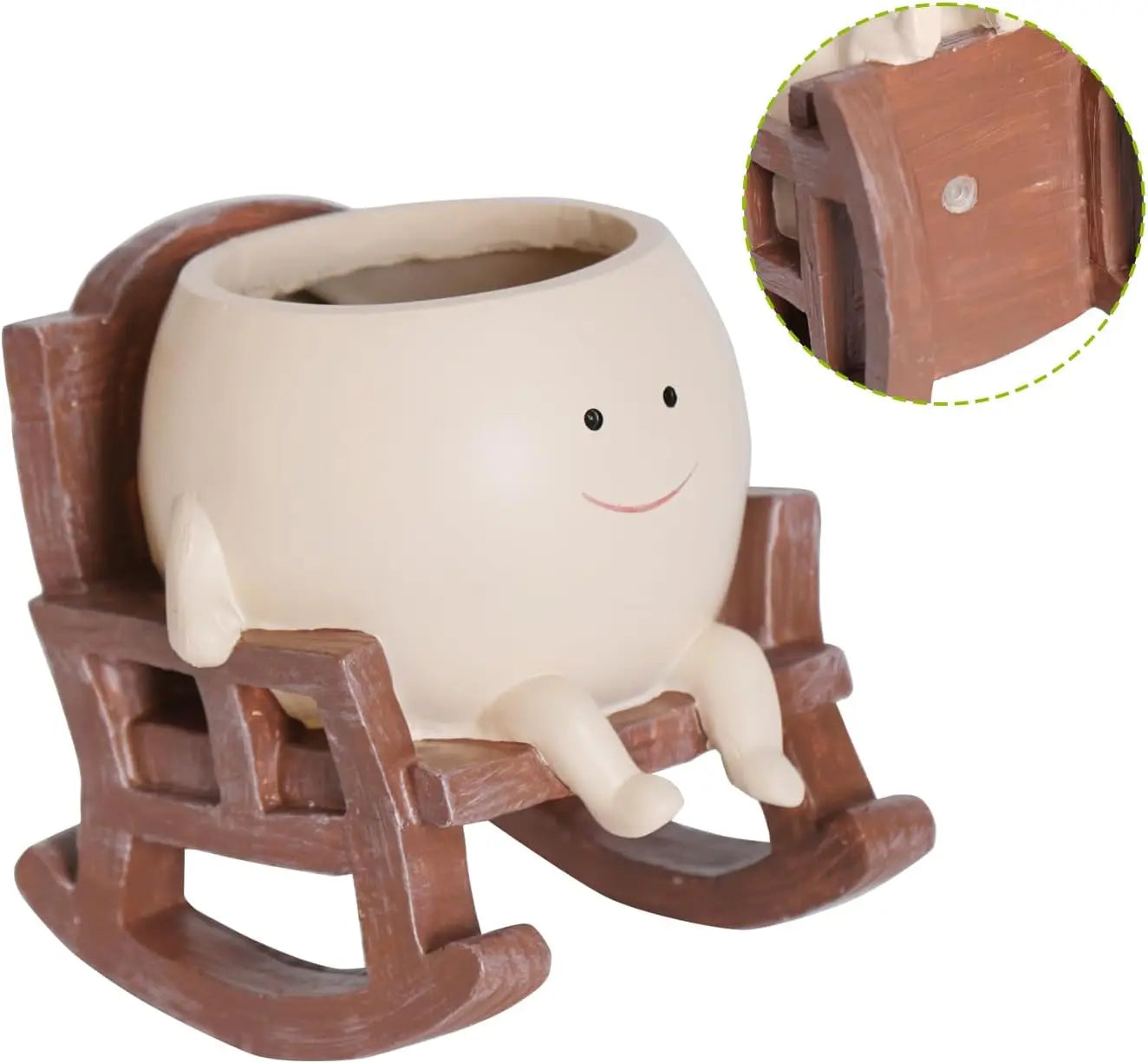 Smily Face Planter Pot Cute Resin Flower Head Planters for Indoor Outdoor Unique Sit Rocking Chair Succulent Pots Gift