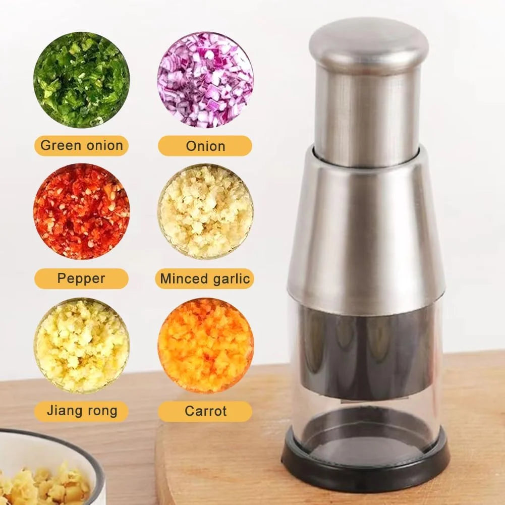 Manual Pressed Chopper Hand Food Chopper Mini Dicer Multi-Functional Garlic Press for Mincing Garlic Onion