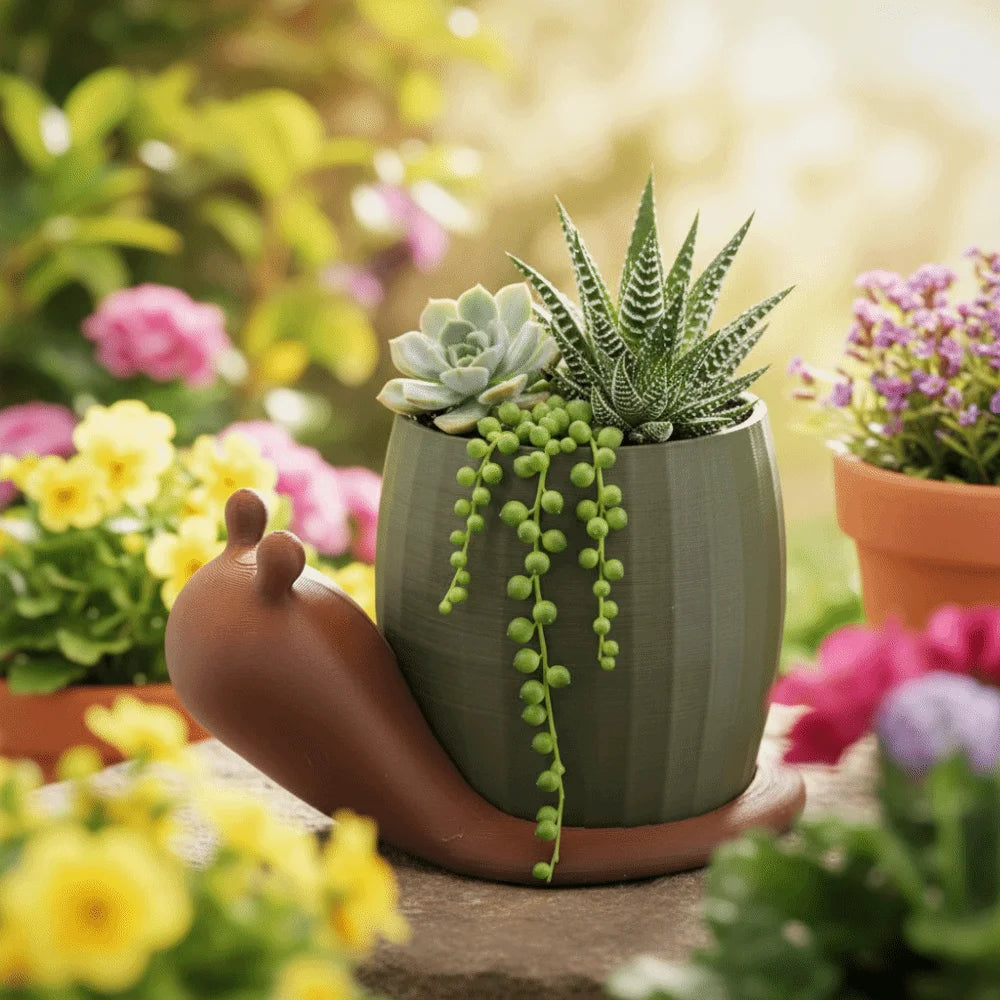 Creative Unique Snail-shaped Flower Pot Cute Corrosion Resistant Eco-Friendly Planter Plastic Green Onion Pots Balcony